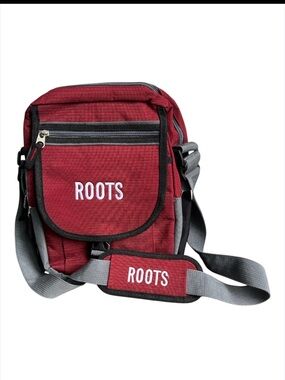 Roots Red & Gray Crossbody Messenger Bag Unisex Travel Shoulder Pouch